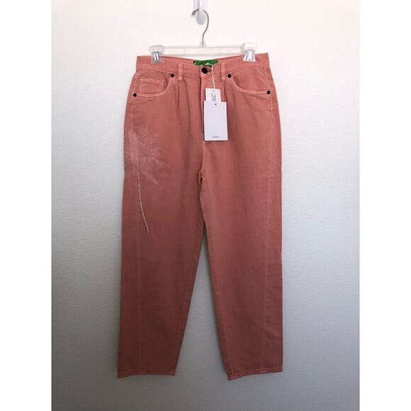 Free People v. Sandrine Rose Wide Leg High Rise Embroidered Pink Pants - 28 - Picture 2 of 10